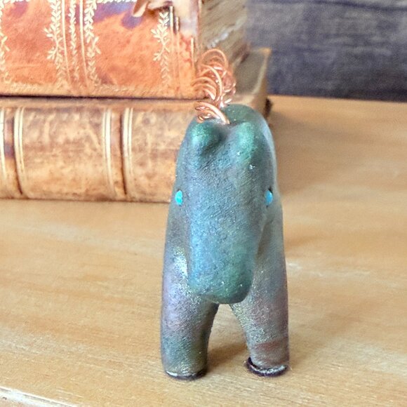 OOAK Signed Jeremy Diller Raku Spirit Horse with Turquoise Eyes & Copper Mane - Picture 8 of 13